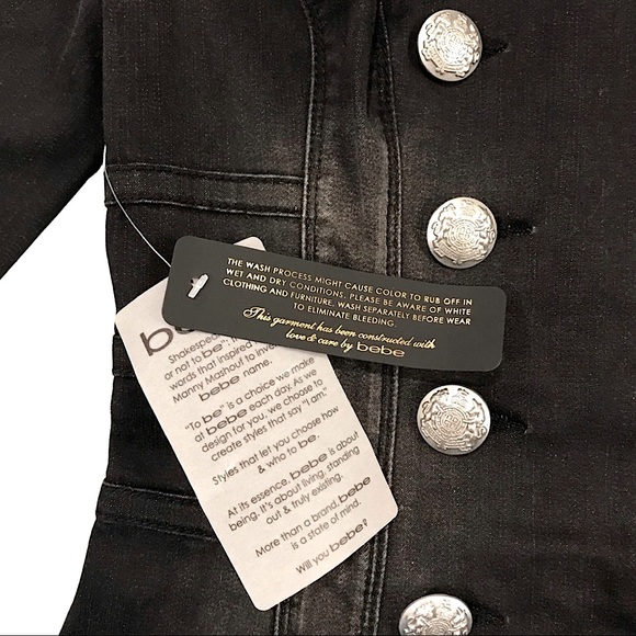 bebe Gray Denim Military Mini Dress - Picture 7 of 13